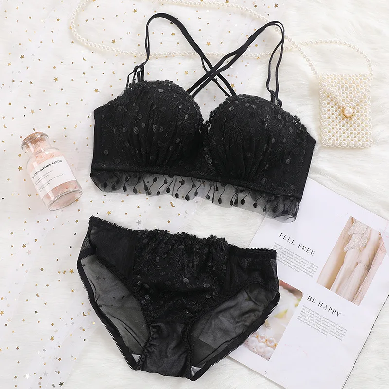 

Sexy Lace 1/2 Cup Bra Sets for Women Soft Lightweight Bra Panties Set Girl Push Up Bra Set