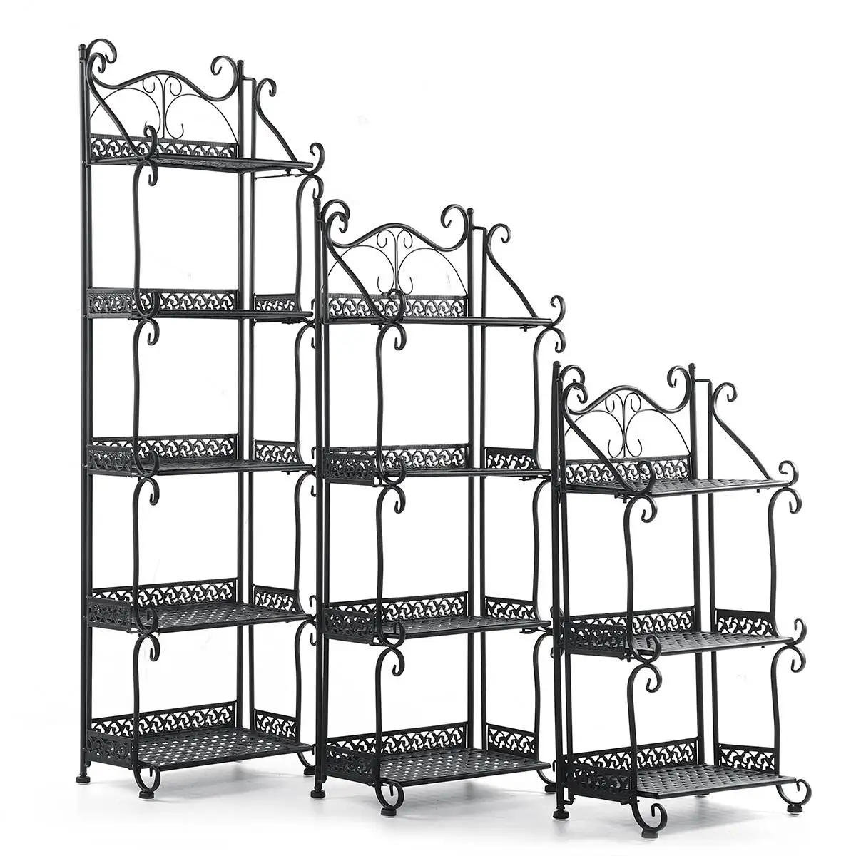 

Retro Iron Multi-layer Plant Stand With Three Sides Of Fence Rack Balcony Indoor Garden Decoration Flower Pot Shelf Foldable