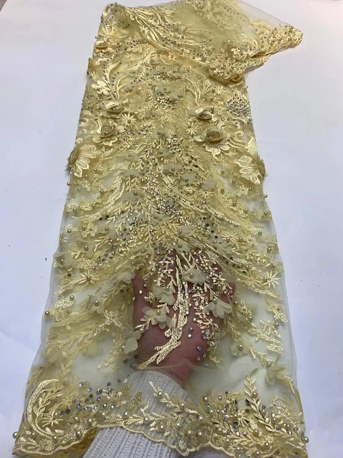 Роскошный Африканский 3D Цветочная аппликация камни из бисера Кружева вышитые