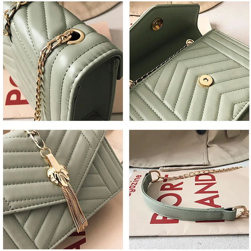 

Tassel Chain Bags for Women 2021 New High Quality Fashion PU Leather Shoulder Messenger Bag Female Handbag Luxury Brand Bag