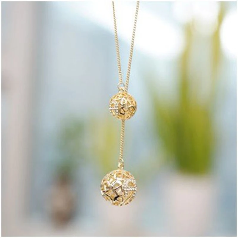 Модное классическое ожерелье с кристаллами вырезами двумя шариками стразы