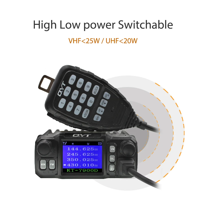 QYT мини-радио KT-7900D 25W Quad Band 136-174/220-260/350-390/400-480MHZ KT7900D переносная рация + USB кабель |