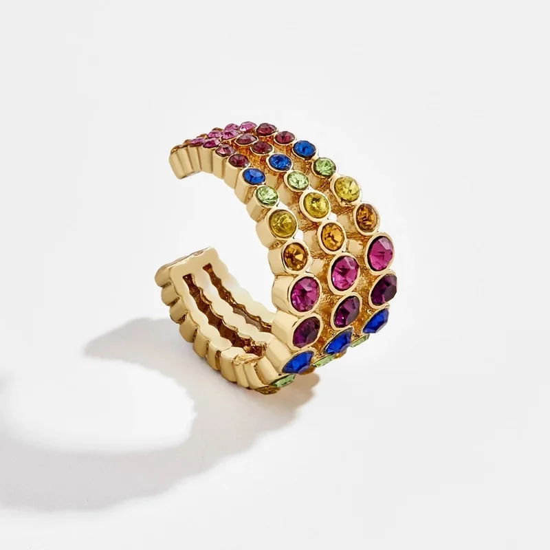 1 шт. серьги клипсы многослойные украшенные кристаллами мини манжеты для ушей