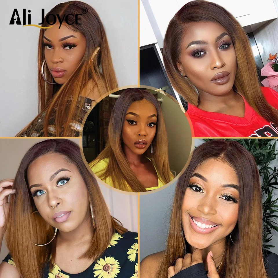 

Straight 44 Swiss Lace Closure Wig Ombre Brown 134 Lace Front Wigs For Black Women Pre Plucked Brazilian Remy Human Hair Wigs