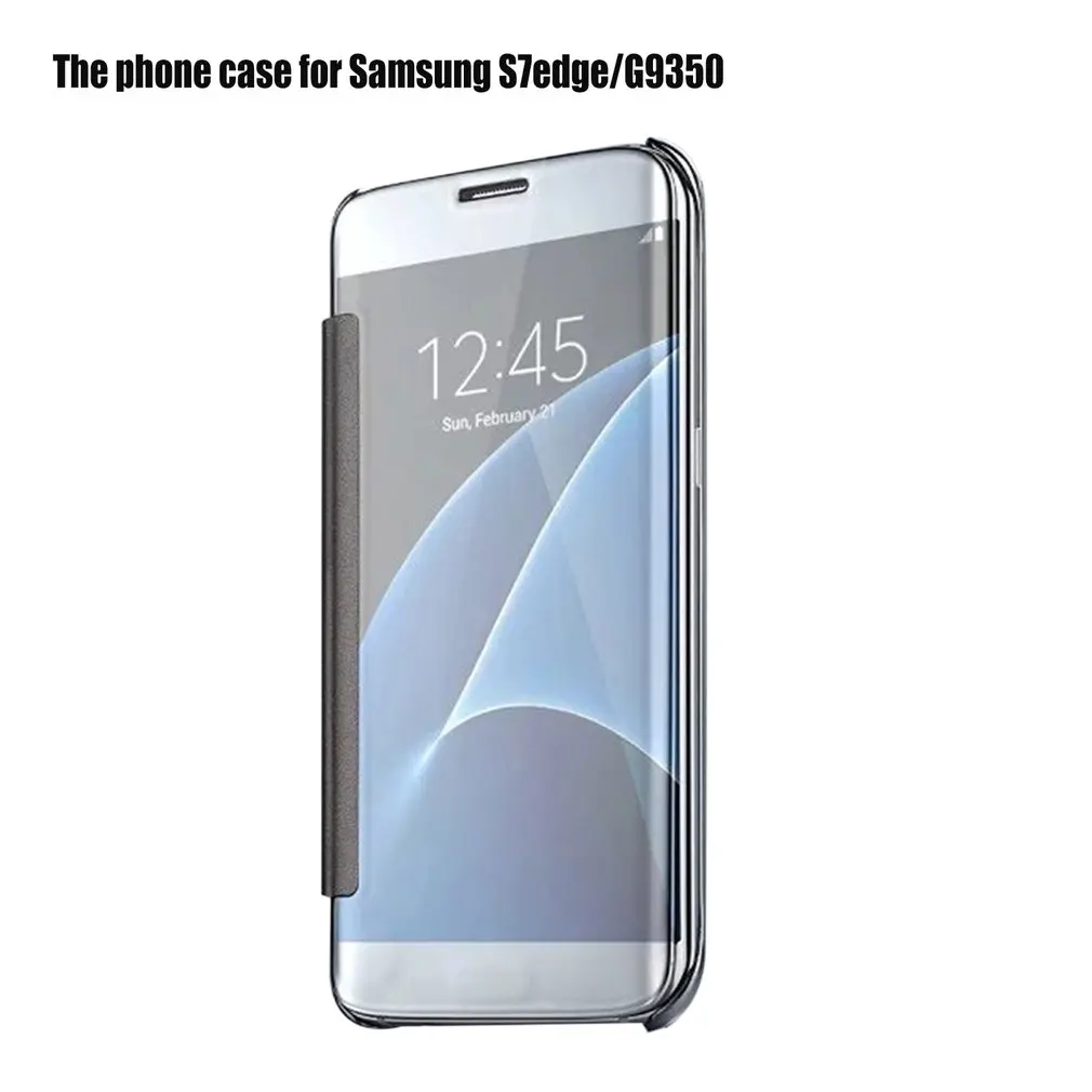 Для samsung S7 edge S8/S8 Plus флип чехол жесткий корпус смарт с окошком зеркальная