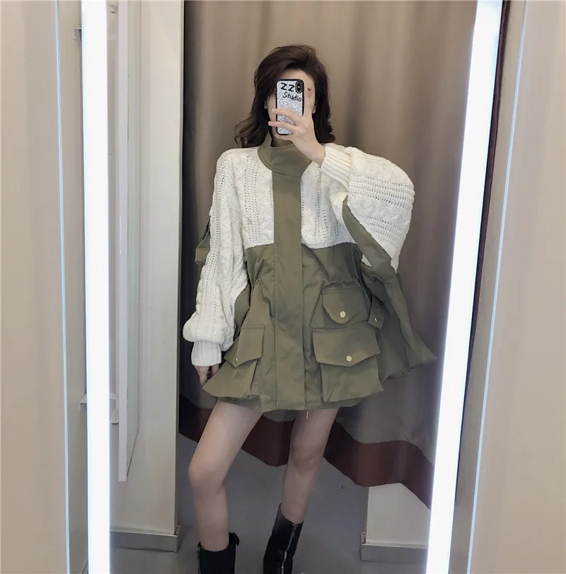 

Lanlin knitted splicing jacket in the early autumn 2020 new women's French Style loose cardigan top fashion
