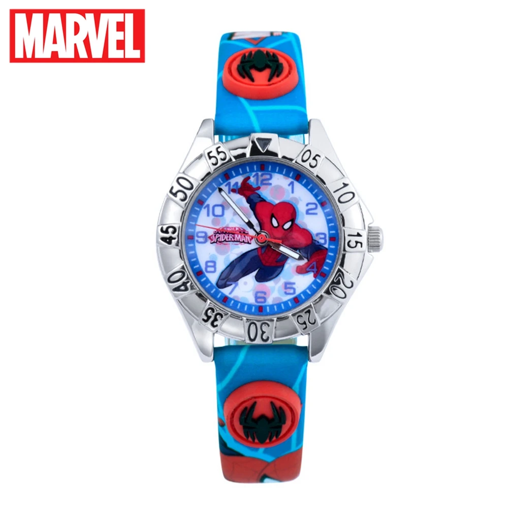 

Spider Man Marvel Avengers Children Leather Quartz Fashion Luminous Hand Sport Watch Boy Student Time Best Birthday Gift Clock