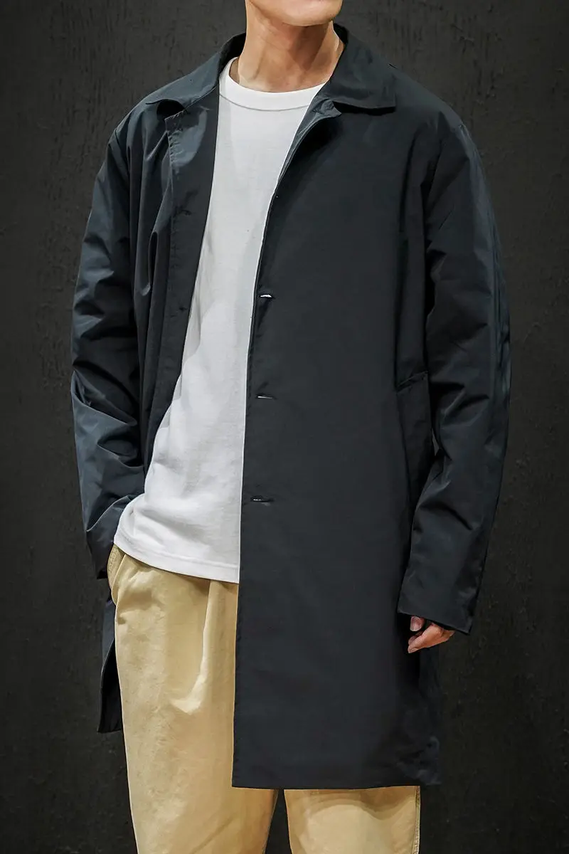 

Men's windbreaker 2020 autumn new slim solid color suit long windbreaker loose casual personality youth men's wear