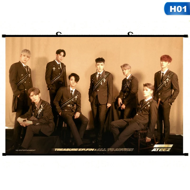 Постеры для музыкальной группы Ateez настенные принты глянцевые бумаги украшение