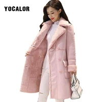 faux suede winter coat jackets shearling fashion leather sheepskin long jacket overcoat female warm coats parka women outerwear
