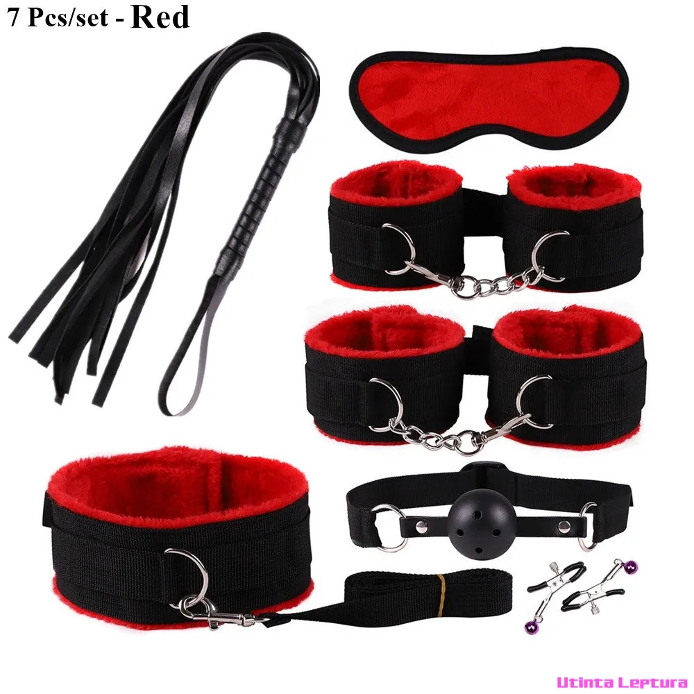Игрушки SM наручники кнут зажим для сосков повязка на глаза кляп рта набор товаров взрослых БДСМ бондаж игры
