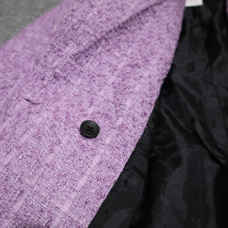 Сезон весна осень Женская обувь в винтажном стиле Пурпурное твидовое блейзеры и