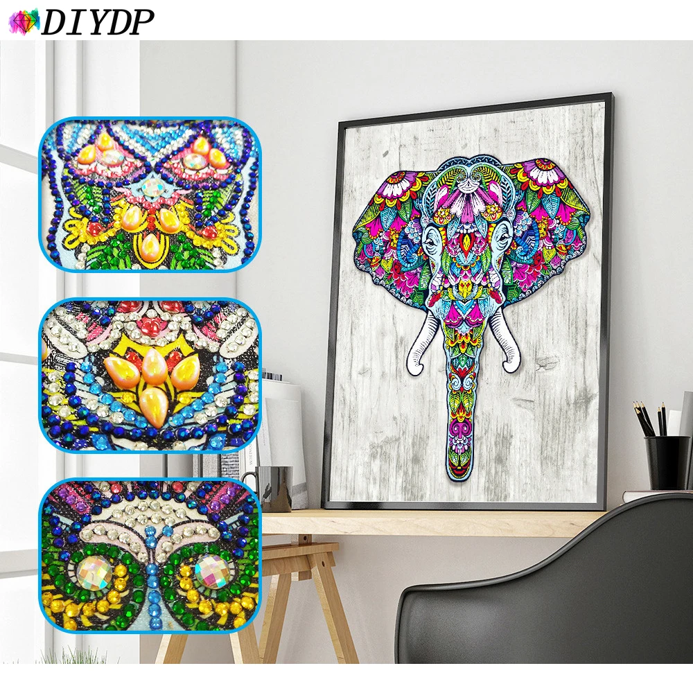 

Алмазная 5D картина DIYDP особой формы стразы слон DIY частичная Круглая Мозаика вышивка крестиком волк Лев Декор