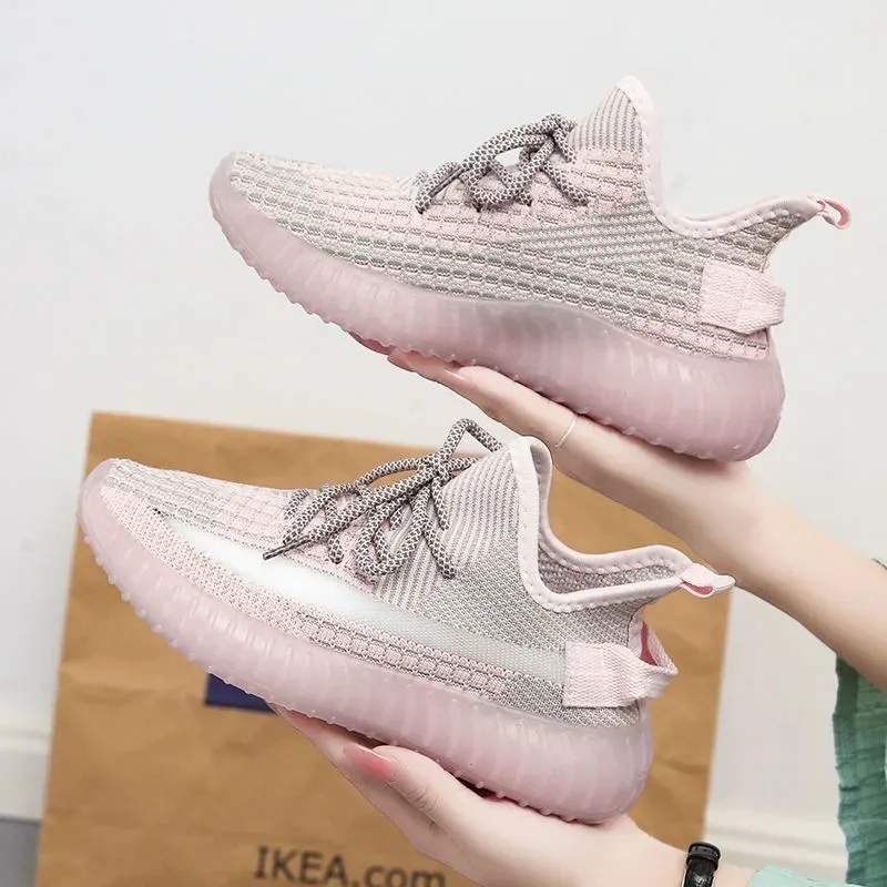 

Женские теннисные кроссовки розового цвета, дизайнерские удобные дышащие, на шнуровке, повседневная обувь для тренировок, Размеры 35-44, на ле...