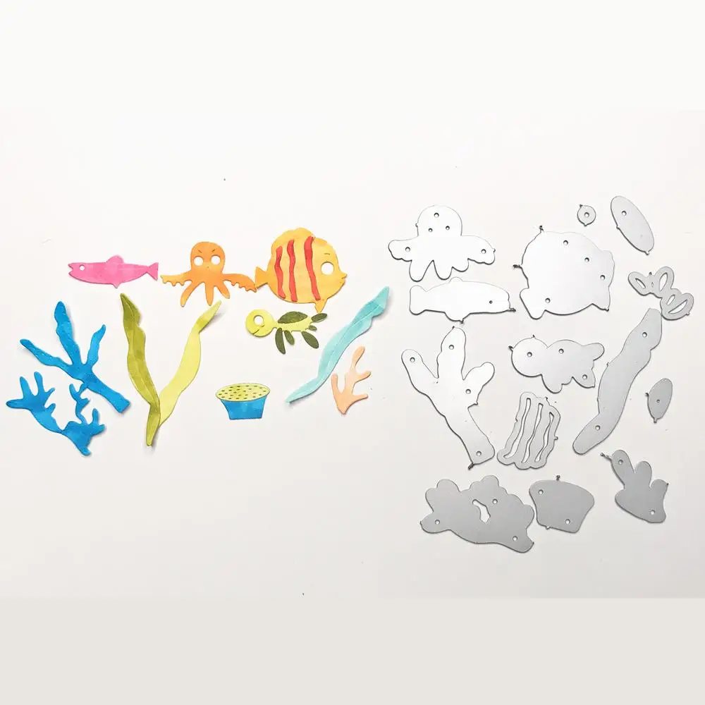 Металлический трафарет подводный мир Серебряный для скрапбукинга альбома