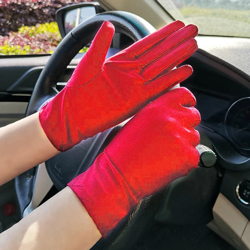 Модные летние короткие перчатки из спандекса для женщин и мужчин тонкие