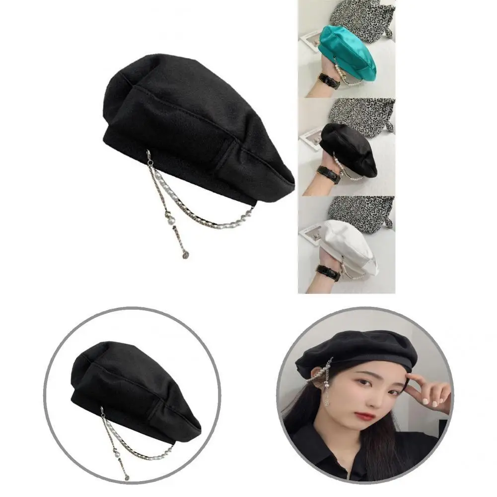 

Stylish Women Beret Lightweight Breathable Pure Color No Brim Hat Beret Hat Women Hat