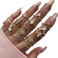 women bohemian rings set fashion rhinestone knuckle ring 2021 trend jewelry gift am6006