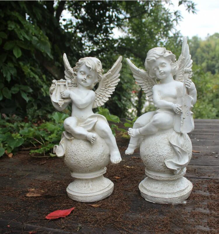 

European Garden Handmade Creative Statues Angel Figurines Wedding Gift Home Park Yard Resin Angel Craft Ornament Decoration Art
