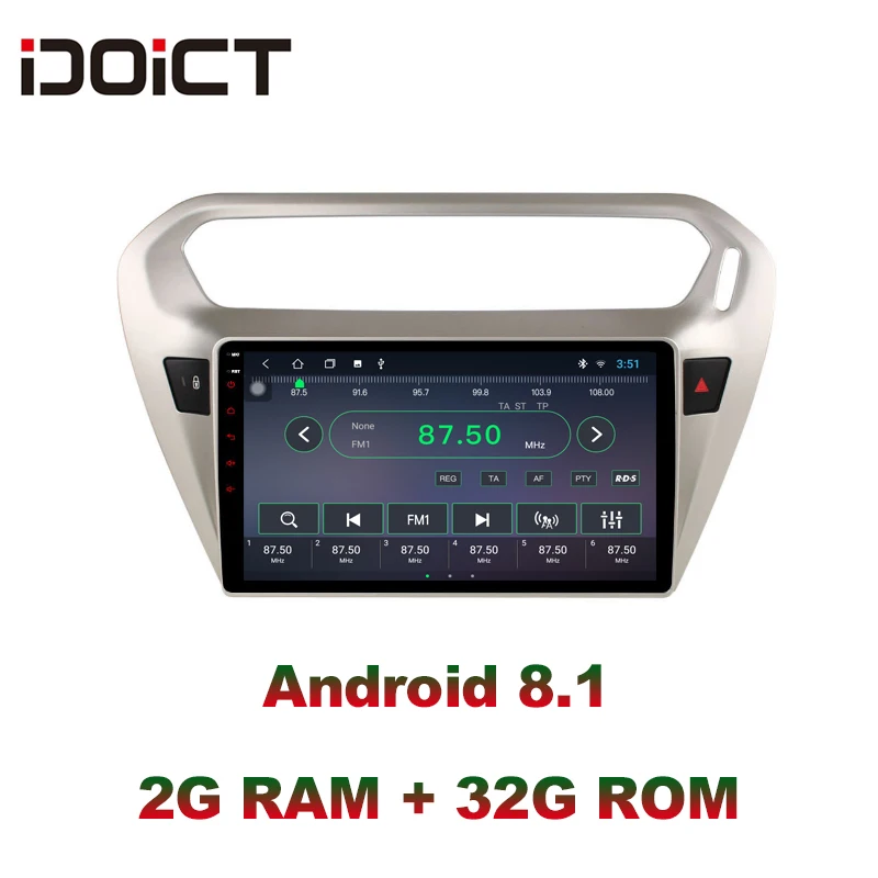 IDOICT Android 8 1 IPS 2G + 32G ядерный автомобильный DVD плеер GPS навигация Мультимедиа для peugeot