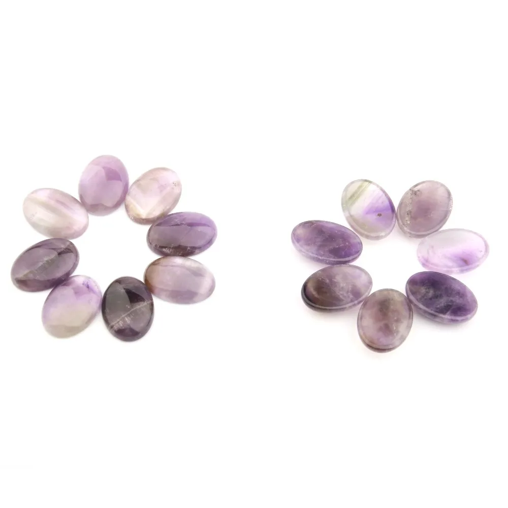 

10pcs Natural Stone Elliptical shape Amethyst Cabochon No Hole Beads for Making Jewelry DIY accessories Loose Beads