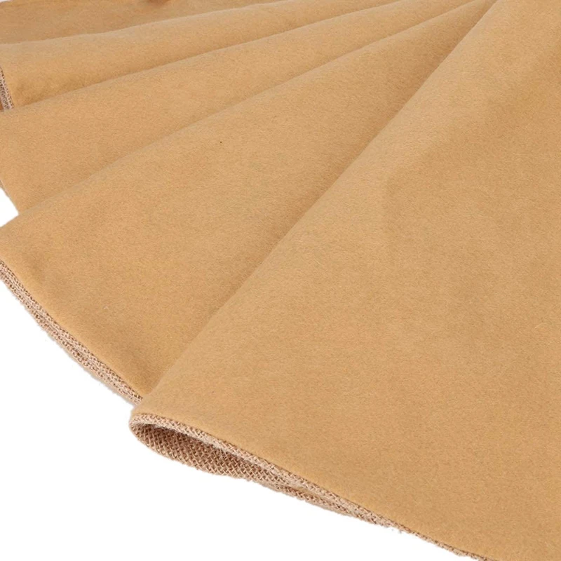 Юбка для новогодней елки из мешковины с белым кружевным декором ручной работы