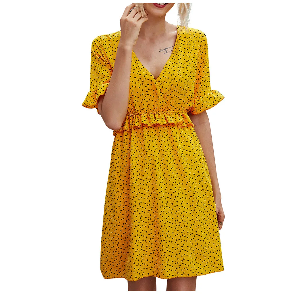 Летнее элегантное сексуальное пляжное платье для женщин 2020 модное в горошек с