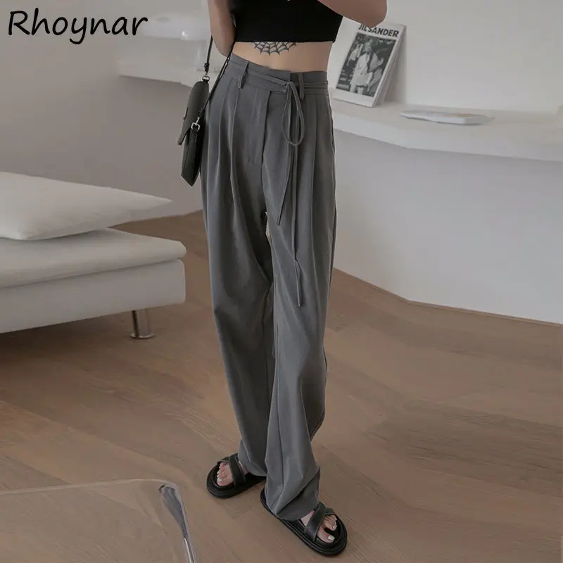 

Женские длинные брюки, летние модные простые драпированные повседневные однотонные Универсальные женские дышащие уличные брюки с высокой ...