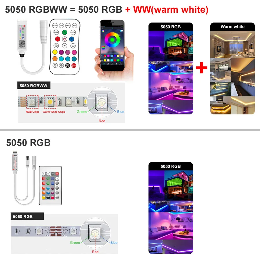 Возможностью погружения на глубину до 30 м 20 Bluetooth RGBWW RGB Светодиодные ленты 15 М 5050