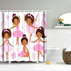 Занавеска для душа Dafield в африканском стиле, розовая принцесса, милая девочка с танцевальной юбкой балерины, детская ванночка с крючками