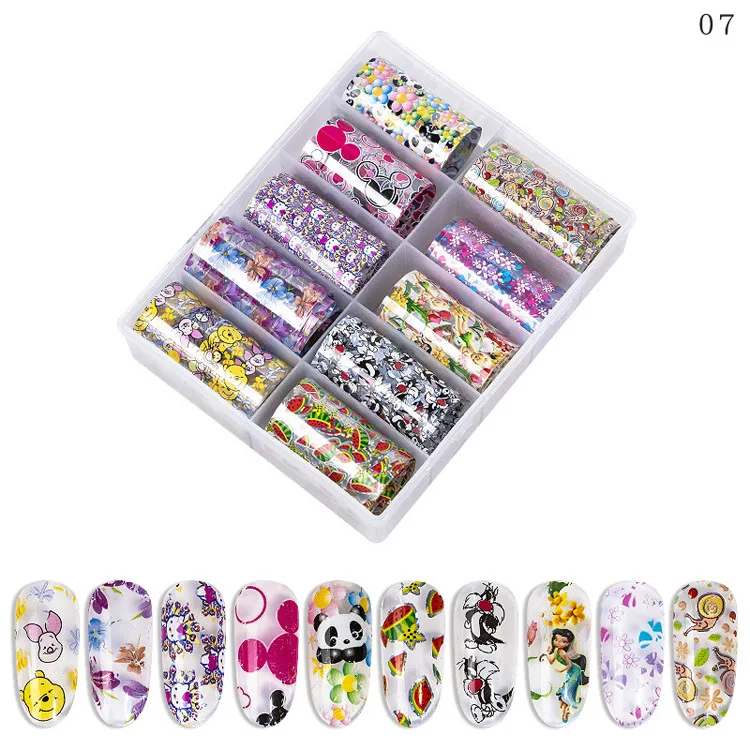 

4cmx50cm 1 box nail roll cartoon animal fruit series designer nail tin foil nail decoration