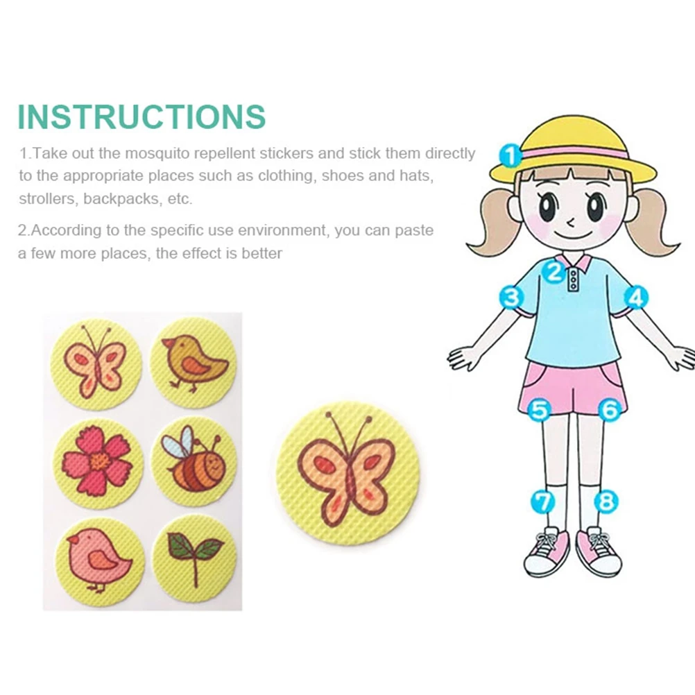 96 шт наклейки для комаров путешествия детей и взрослых репеллент стикер