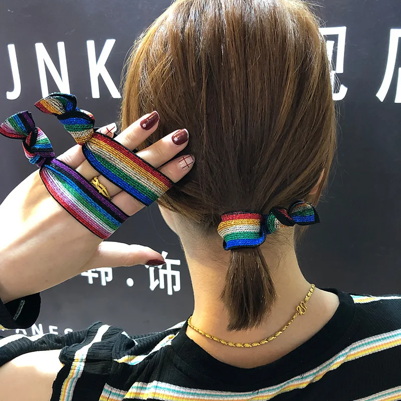 Новинка 2020 резинки для волос с радужным леопардовым принтом женская заколка