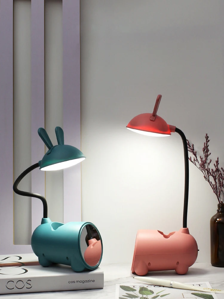 

Rabbit LED Table Lamp USB Rechargeable Desk Lamp Adjustable Touching Dormitory Reading Lamp Eye Protection Bedroom Night Light