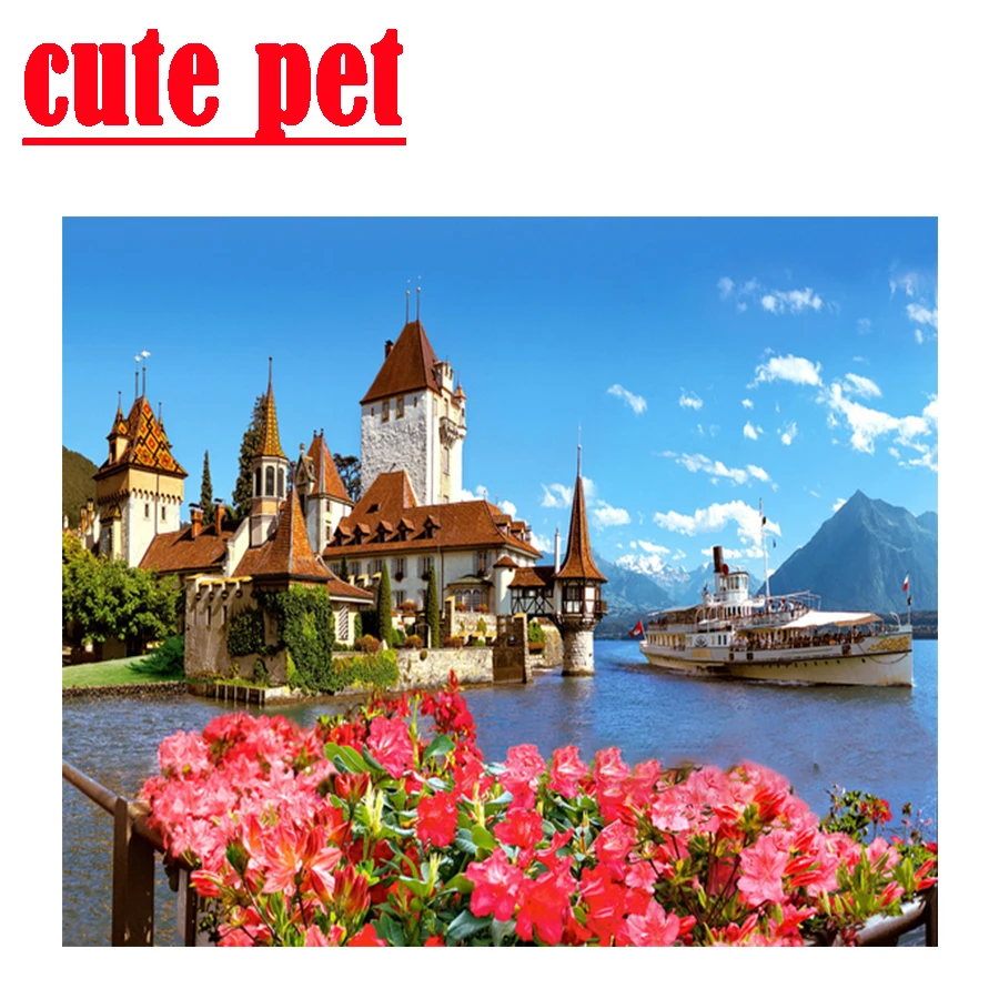 

Европейские 3d мозаичные обои, архитектура, гостиная, Фреска, бриллиант, искусственная Вышивка крестиком, украшение для дома без рамки