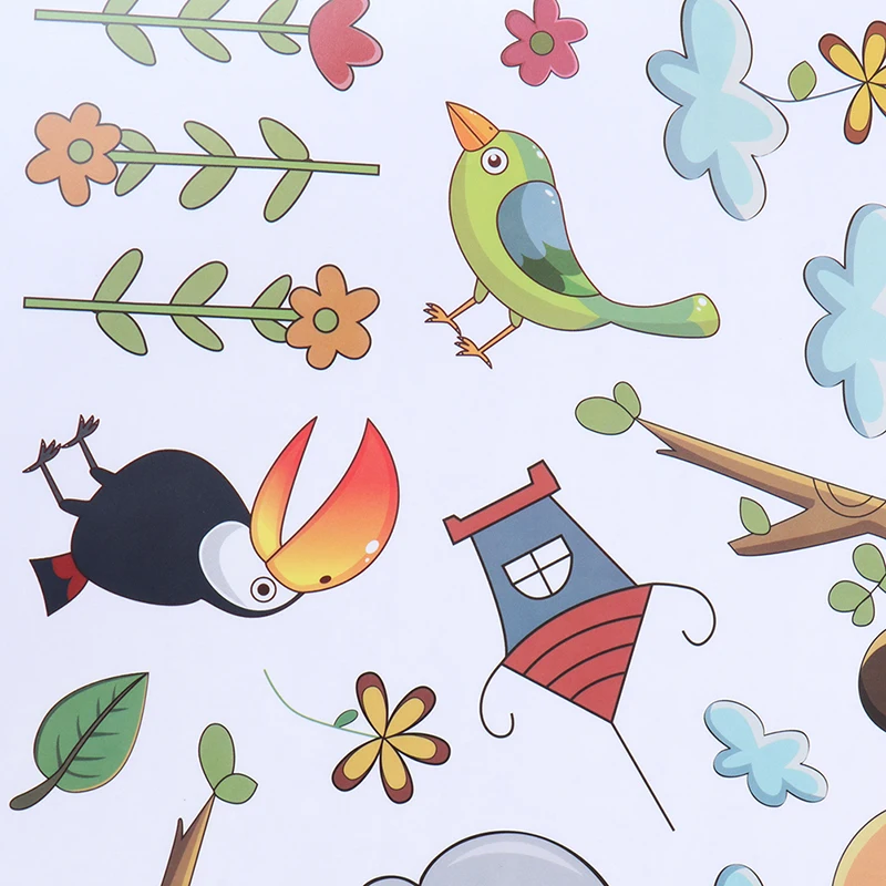 Мультяшные животные Лев обезьяна Сова слон измеритель роста Настенная Наклейка