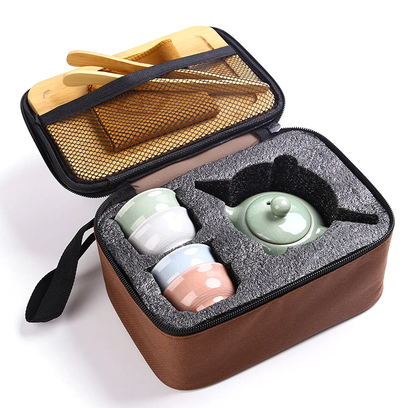 

Chinese Travel Kung Fu Tea Set Ceramic Portable Teapot Porcelain Teaset Gaiwan Tea Cups Tea Set Ceremony Tea Pot Teaware