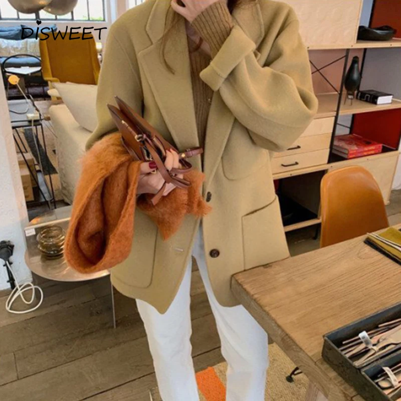 Женский однобортный пиджак с длинным рукавом простой однотонный приталенный