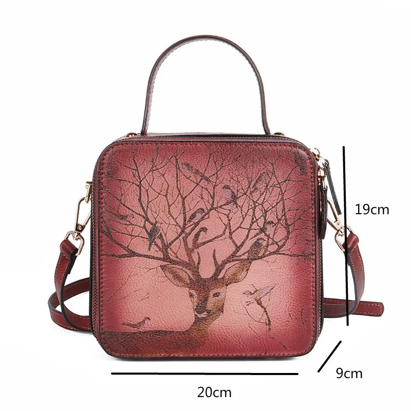 

Johnature Retro Small Flap Bag Genuine Leather Women Handbag 2021 New Hand Brushed Animal Prints Shoulder & Crossbody Bags