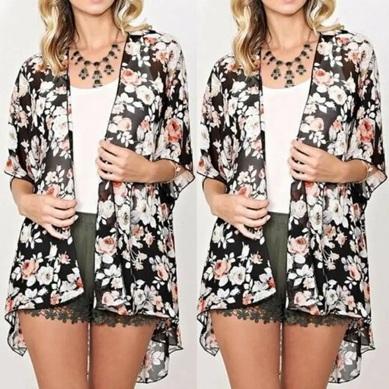 Женская шифоновая шаль в стиле бохо кимоно кардиган летнее пальто женские модные
