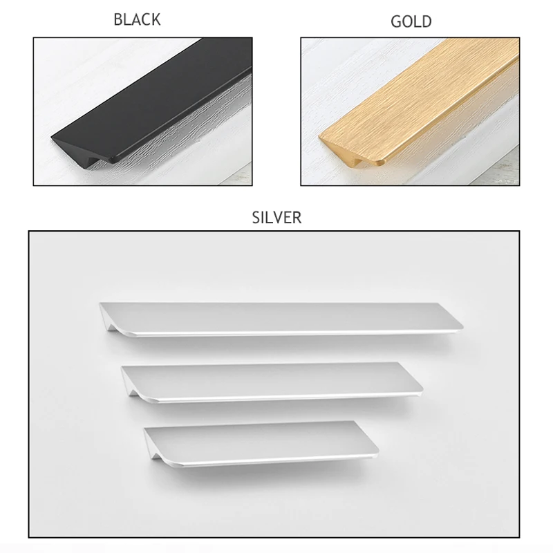 Новинка скрытые ручки для шкафов черного и золотого цвета кухонный шкаф из