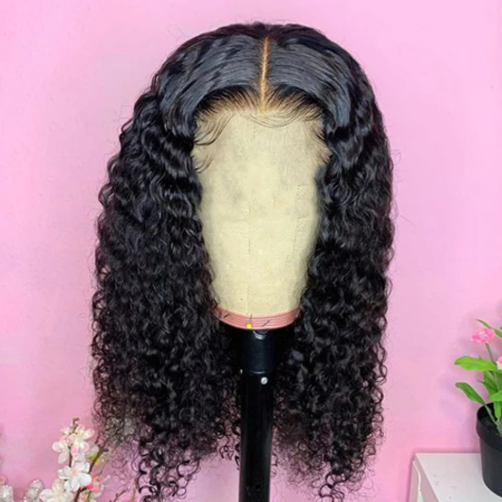 

Preplucked Remy Brazilian Short Bob Black Kinky Curly 13x4 T Part Lace Front Human Hair Wig For Women With Baby hair Daily Wigs
