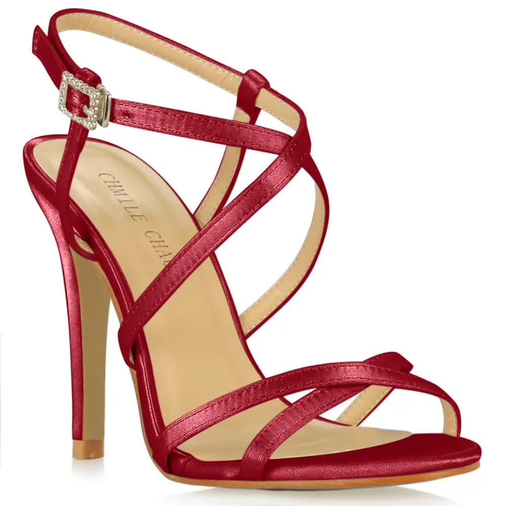 Свадебные Вечерние туфли на шпильке Женские сандалии с ремешком лодыжке Scarpe