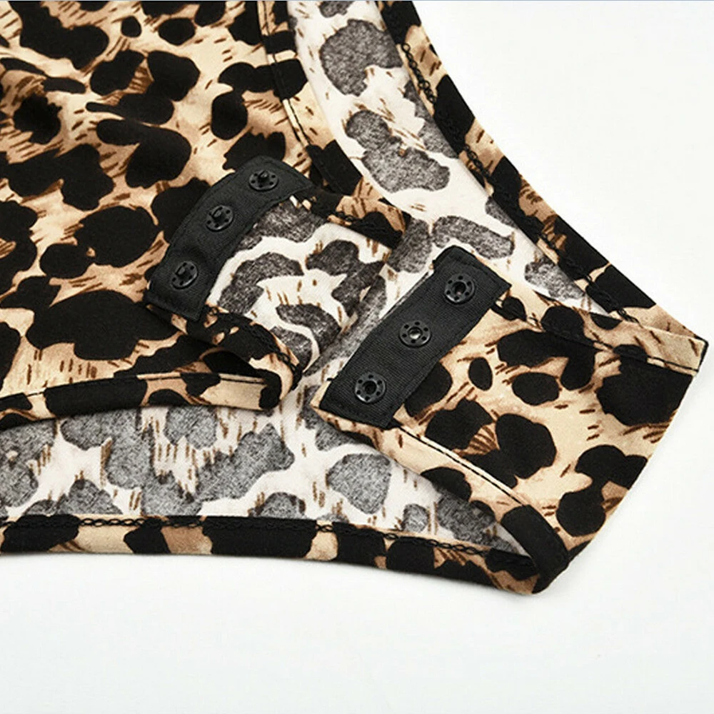 

2019 New Fashion Sexy Style Women Bodysuits Skinny Fit Type None Decoration Leopard Pattern Type Summer Autumn