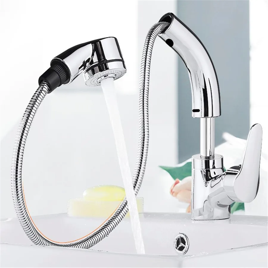 

Pull Down Kitchen Faucet Single Hole Pull Out Kitchen Tap 360 Degree Rotatable Spout Sink Basin Faucet Water Mixer Tap