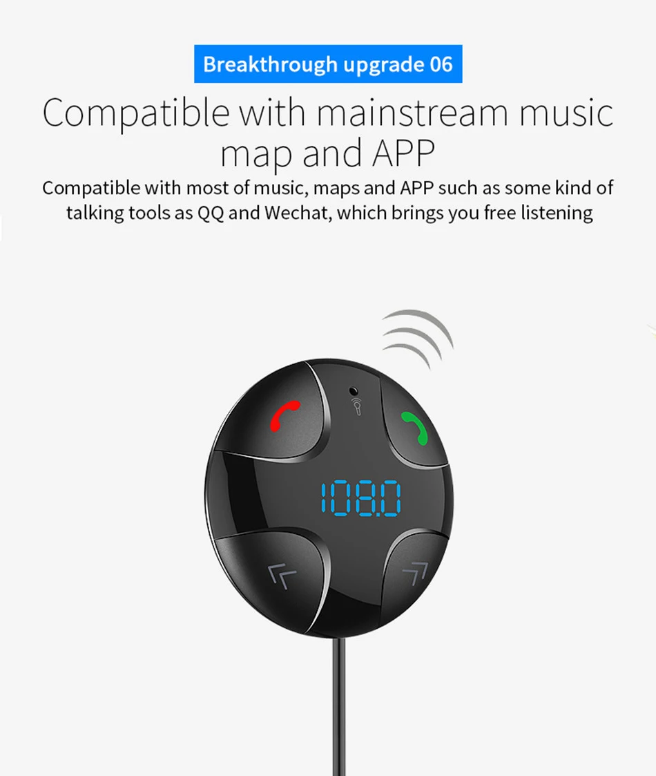 USB быстрое автомобильное зарядное устройство Bluetooth приемник Магнитный fm-передатчик модулятор Автомобильный AUX беспроводной радио адаптер MP3 плеер и микрофон