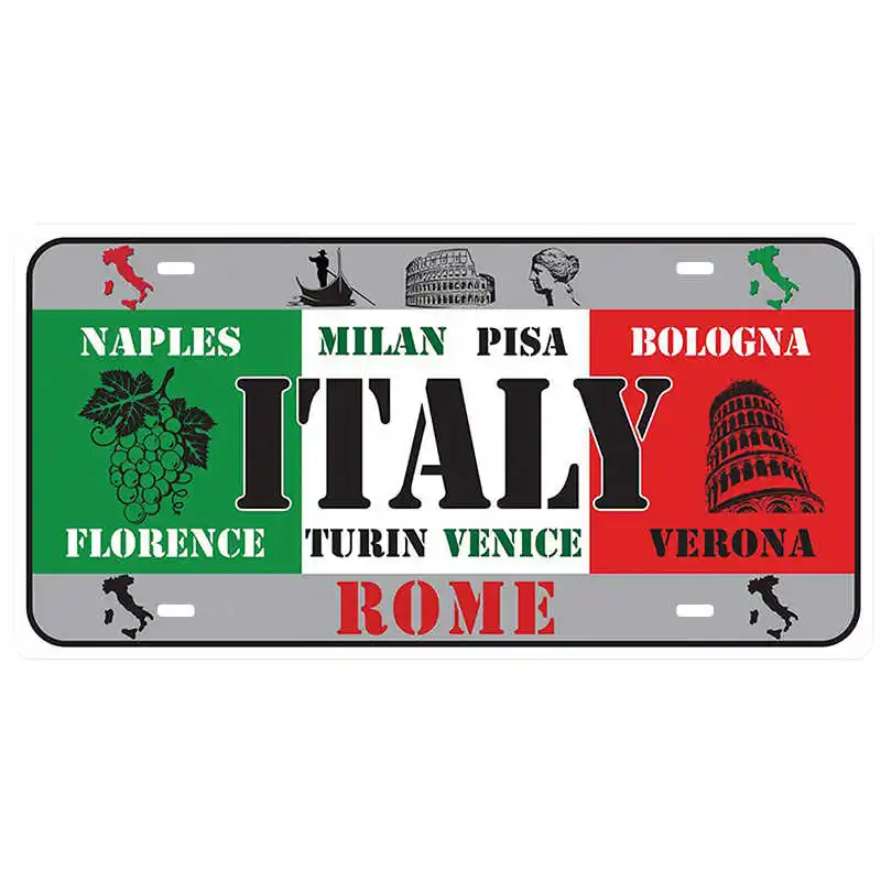 Italy Национальный стиль оловянный знак декоративный номерной знак табличка металлическая винтажная настенная табличка домашний бар Декор железная живопись металлический плакат - Цвет: Italy