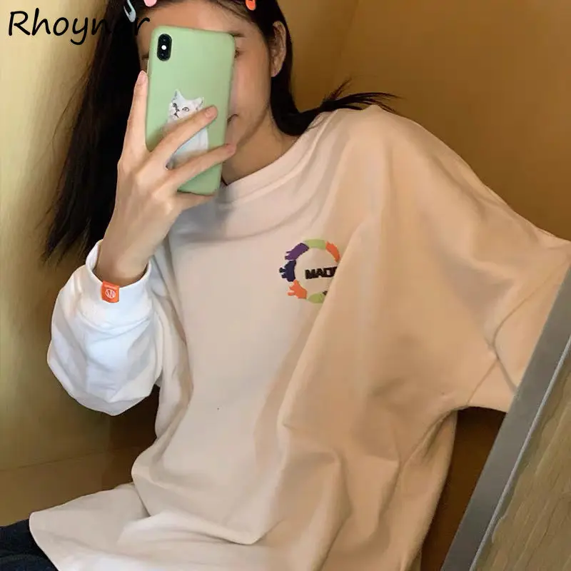 

Long Sleeve T-shirts Women All-match Loose Leisure Letter-printed Cozy BF Autumn New Fashion Female Korean Style Elegant O-neck