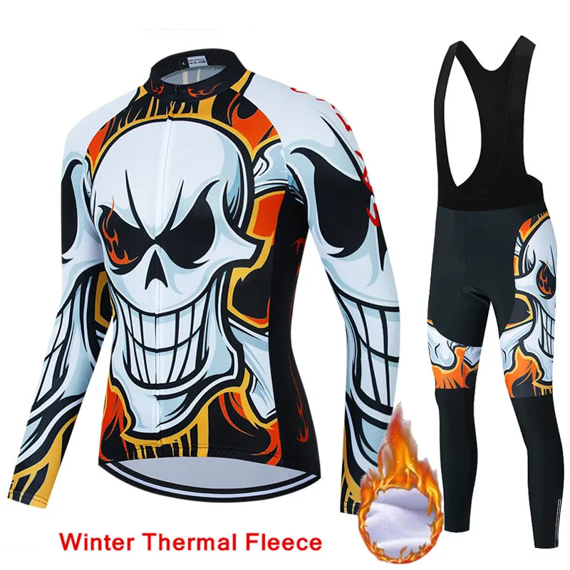 

2021 Triathlon Winter Men's Thermal Fleece Long Sleeve Cycling Clothing MTB Ropa Ciclismo Bike Clothes Cycling Bib Pants Set