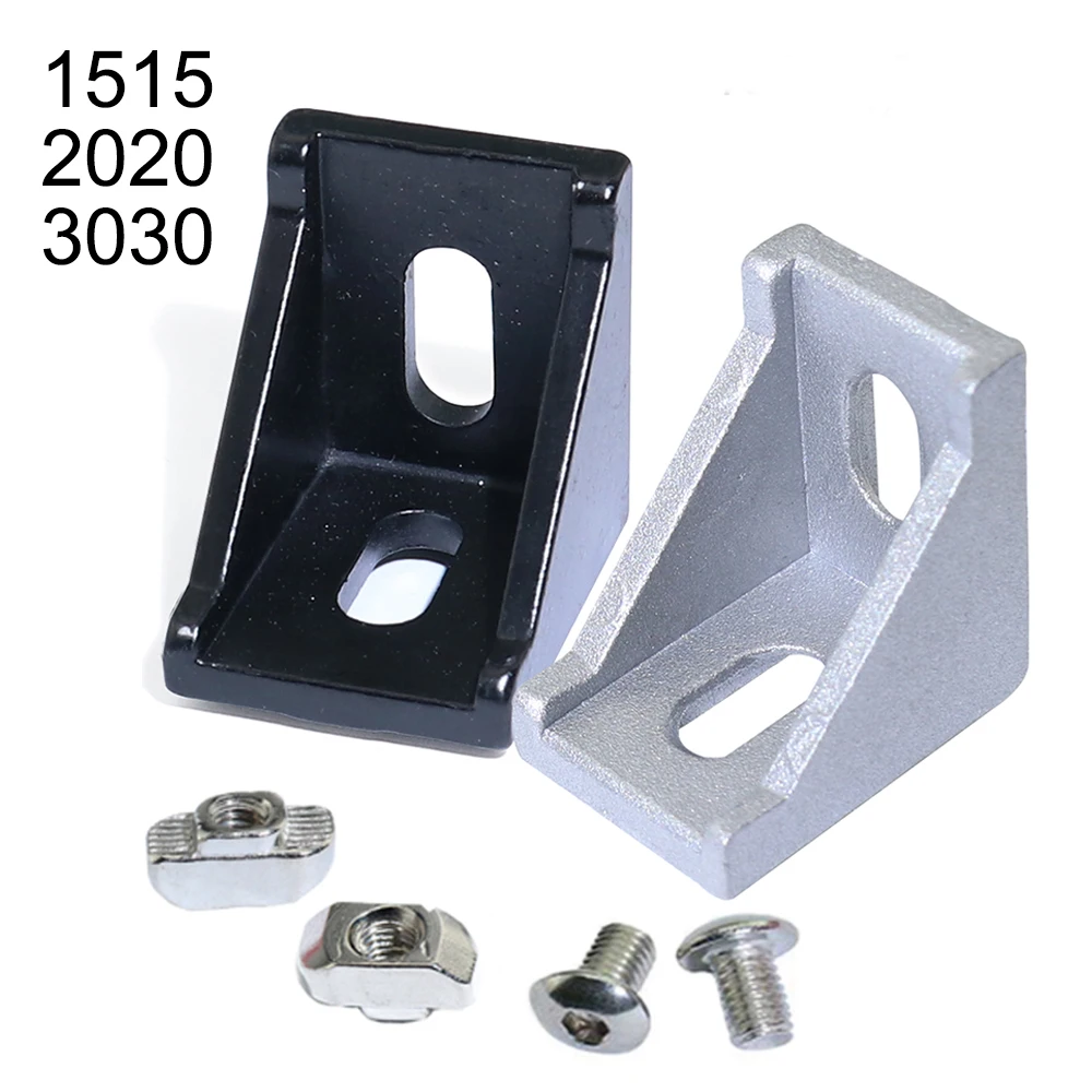 

30 50pcs 1515 2020 3030 Series Corner Piece L Brackets Connector Fasten connector for 15S 20S 30S Aluminum Extrusion Profile